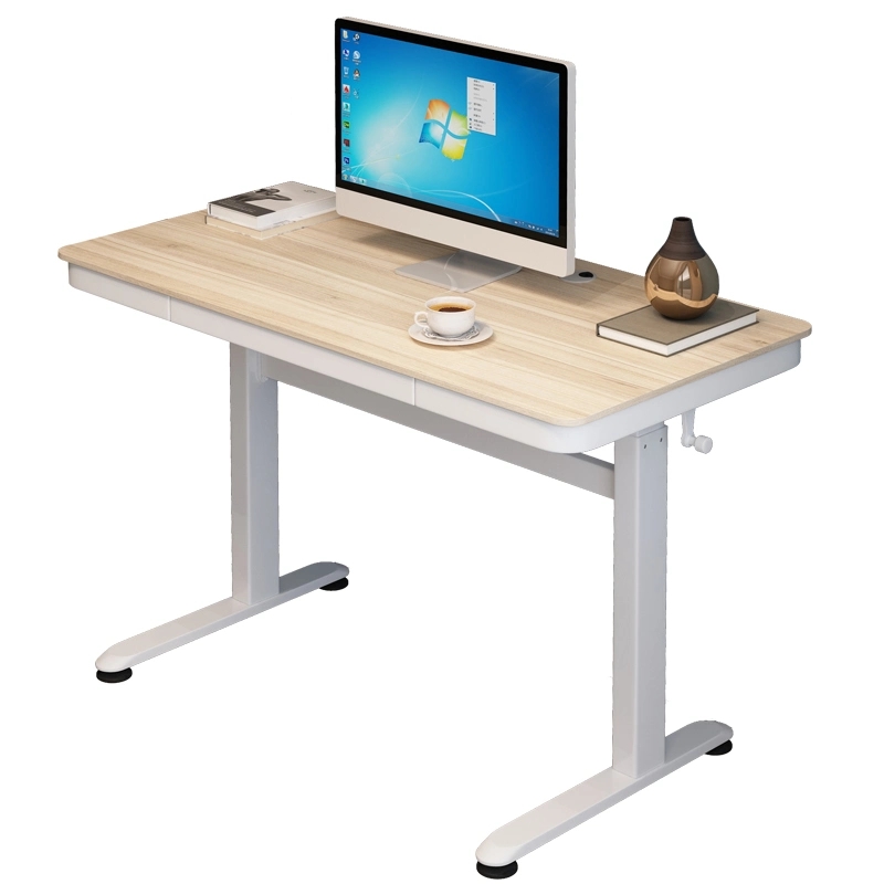 Metal Frame Hand Crank Sit Stand Lift Manually Adjustable Desk Height