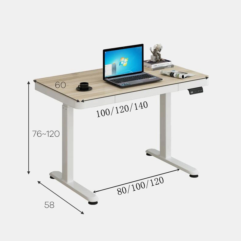 single motor height adjustable desk size
